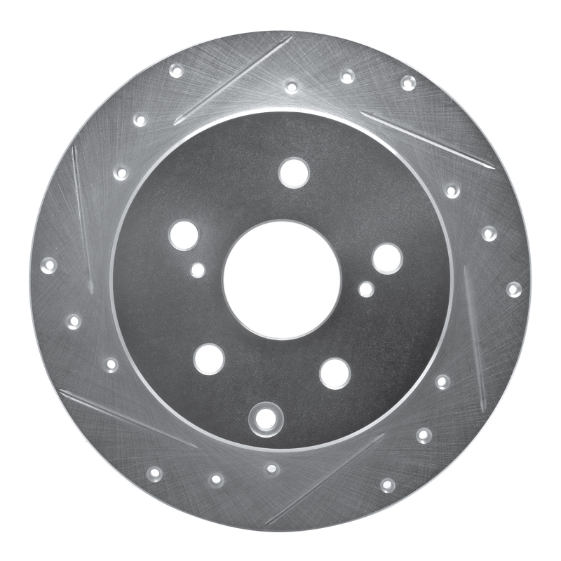 Lexus HS250H Brake Rotor (1) - Rear Left - R1 Concepts - Drilled & Slotted - Silver - `06-`18